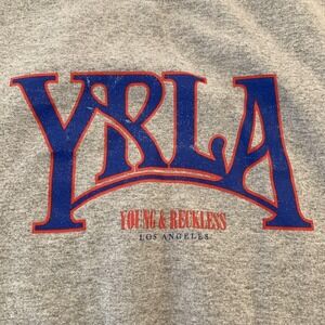 Young & Reckless Sweatshirt Mens Small Gray YRLA Crewneck Pullover Los Angeles